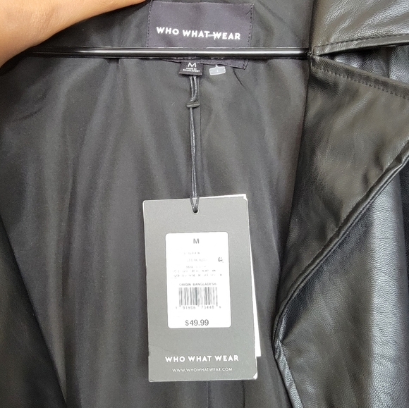 Who What Wear Black Faux Leather Jacket Medium - Picture 5 of 9